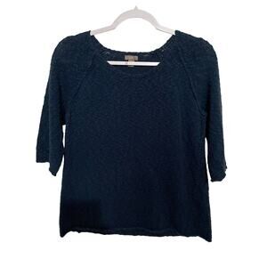 J. Jill Women's Sweater Small Petite Dark Teal Raised Knit